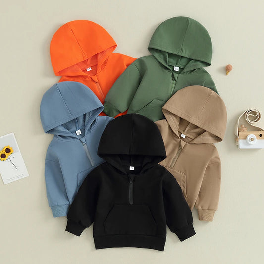 Introducing the Baby Hooded Sweatshirt, the perfect addition to your little one's wardrobe. Made with soft and comfortable fabric, this sweatshirt will keep your baby warm and cozy. The attached hood provides extra protection from the cold, making it a must-have for any outing. Crafted with your baby's comfort in mind, this sweatshirt is both stylish and practical.